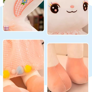 عروسک خرگوشی صورتی پوم پوم 40 سانتی متر Pom Pom Rabbit Doll -اسباب بازی